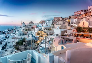 iconic houses on an iland in greece
